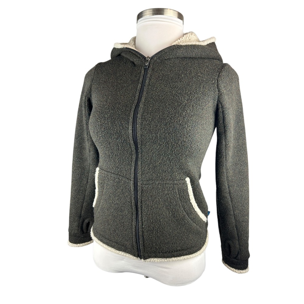 Kuhl Apres Alfpaca Fleece Full Zip Hooded Jacket Sherpa Brown Cozy Warm Size XS - Picture 3 of 16